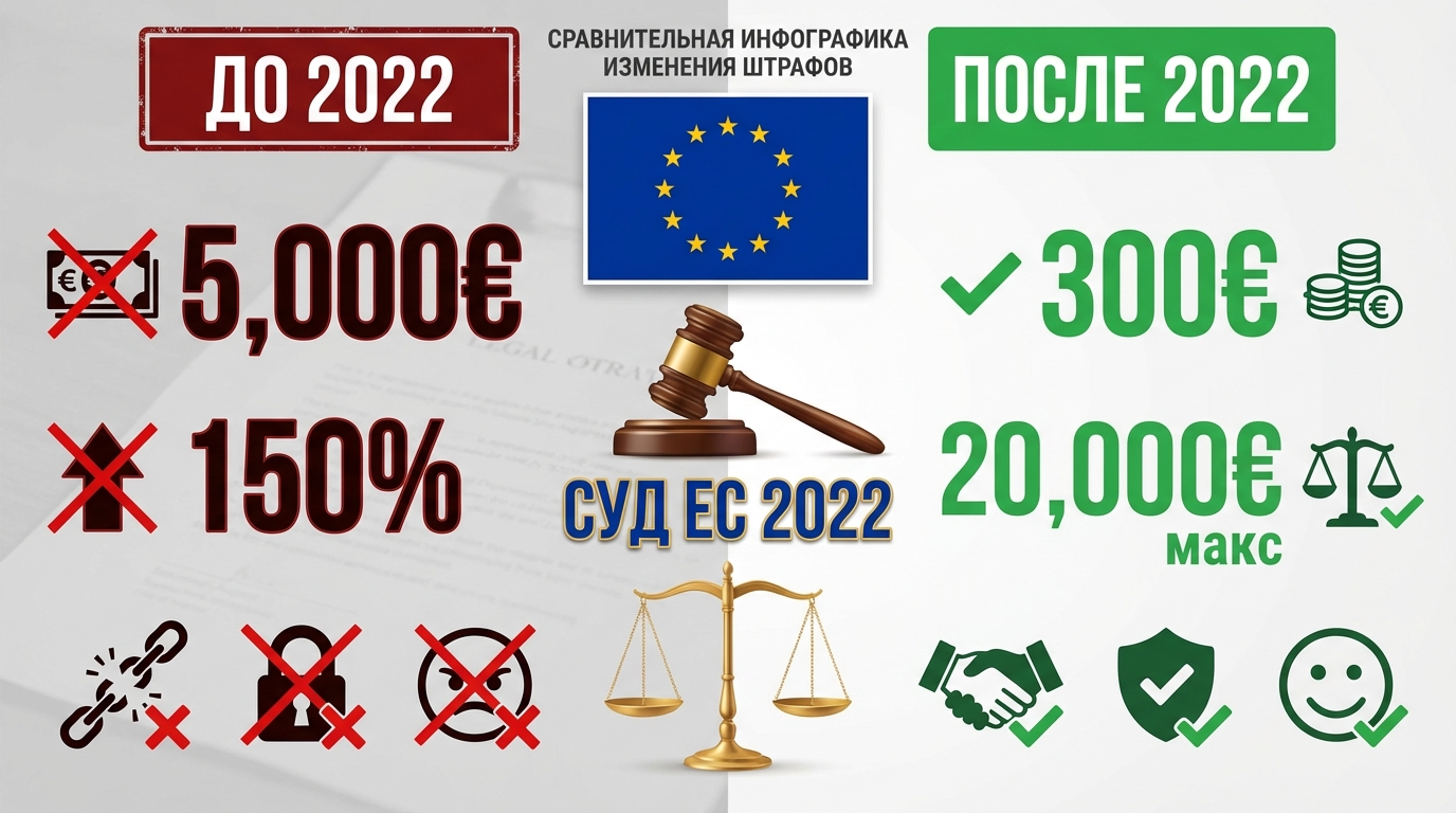 Штрафы по Modelo 720 до и после решения Суда ЕС 2022 года: непропорциональные санкции и надбавка 150% отменены