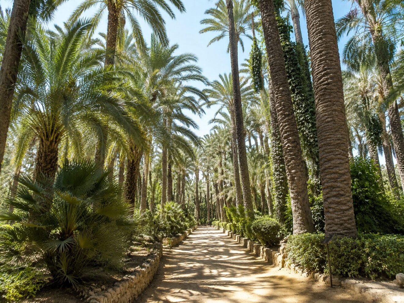 A path through the Elche palm grove