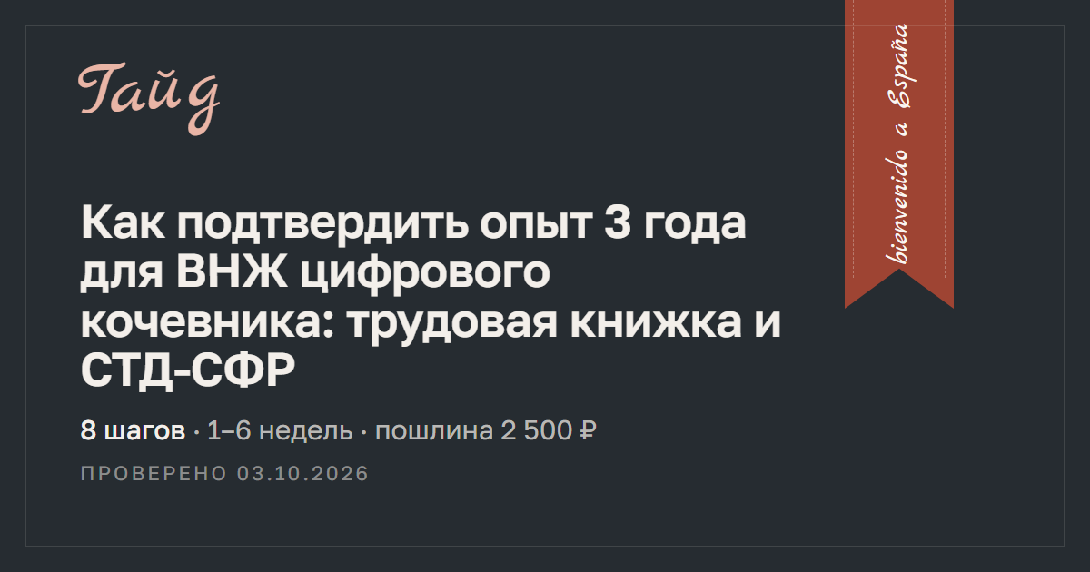 Как подтвердить опыт 3 года для ВНЖ цифрового кочевника: трудовая книжка и СТД-СФР — гайд Relotus