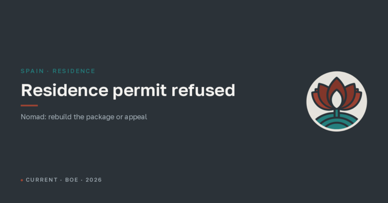 Spanish residence permit refused in 2026: digital nomad and other grounds — reasons, what to do and how to appeal
