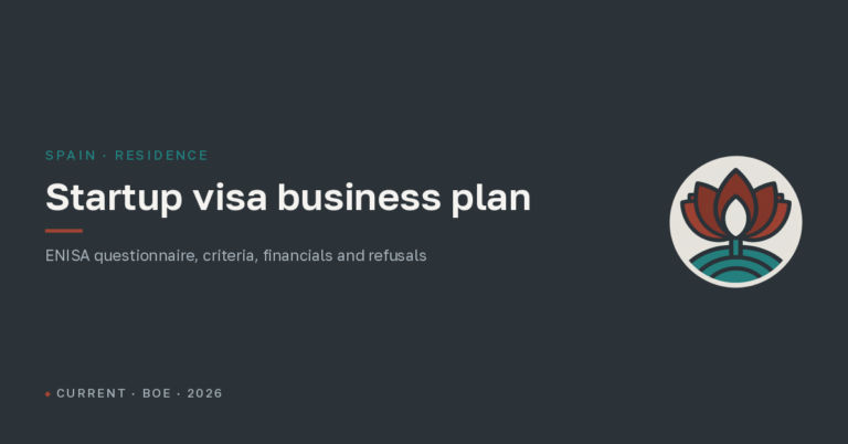 Business plan for the Spain startup visa: the ENISA questionnaire, criteria and reasons for refusal