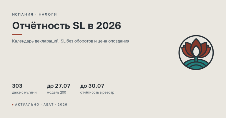 Отчётность SL в Испании в 2026 году: какие декларации подаёт компания, сроки и штрафы